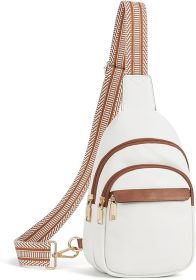 Small Sling Bag for Women Leather Crossbody Bags Fanny Pack Chest Bag for Travel (Color: White)