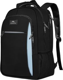 15.6 Inch Travel Laptop Backpack, Sturdy Computer Backpack for Women Men with USB Charging Port (Color: Black Blue)