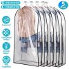 5 Pack 60In Garment Bag for Hanging Clothes Dustproof Waterproof Hanging Clothes Storage Bag Clear Transparent Suits Cover