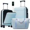 Front Opening Luggage Set 3 Piece, Hardside Carry on Suitcase with USB Port, Expandable Luggage with Handle Bag Spinner Wheels TSA Lock