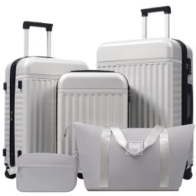 Luggage Set 5 Piece, Hardside Carry on Suitcase , Expandable Luggage with Travel Bags Spinner Wheels TSA Lock (Color: as Pic)