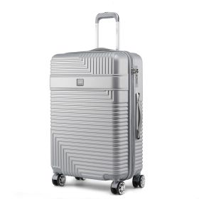 MKF Collection Mykonos Large Check-in Spinner by Mia K (Color: Silver, Material: Polycarbonate)