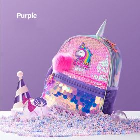 School Backpacks for Kids Girls - SUNVENO Girls Unicorn Backpacks Preschool Girls Bag Sequins School Bag Toddler Backpack Animal for Children 3-8 (Color: Purple)