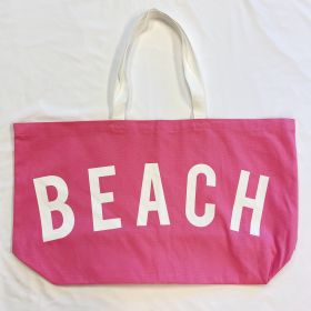 Let's Do Beach Canvas Tote (Color: pink)