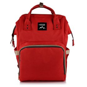 Mummy Diaper Bag Backpack Water-Resistant Large Capacity Travel Nappy Backpack Baby Nursing Handbag for Mom Dad Baby Care (Color: Red, size: One size)