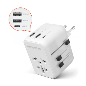 HyperGear WorldCharge Universal Travel Adapter with USB-C (Color: White)