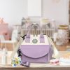 Baby Nappy Diaper Bag with 6 Pockets Burp Cloth Adjustable Shoulder Strap Detachable Small Bag Multifunctional Diaper Changing Bag with 2 Insulated Po