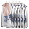 5 Pack 60In Garment Bag for Hanging Clothes Dustproof Waterproof Hanging Clothes Storage Bag Clear Transparent Suits Cover